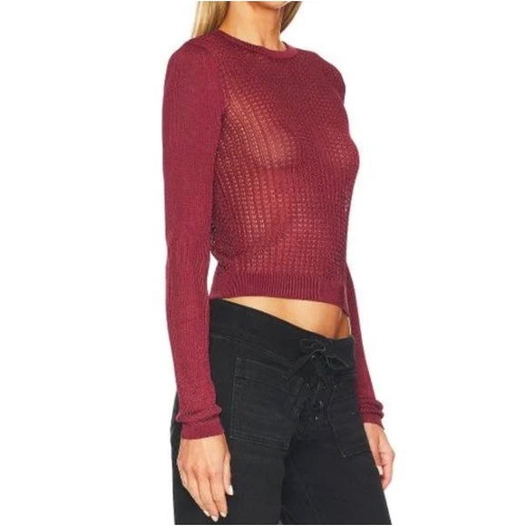 NWT FREE PEOPLE Crew Pullover, Raw Garnet - Picture 2 of 7
